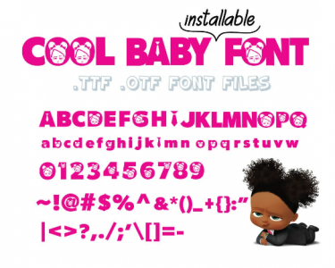 Boss Baby Girl Font TTF OTF Files True Type Font Alphabet Letters Numbers Symbols to Install Compatible Pc and Mac Instant Download BossBaby