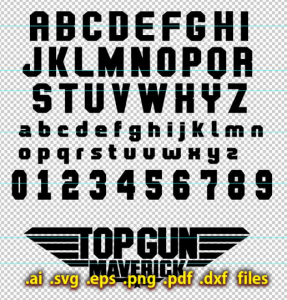 Top Gun Font SVG Files Topgun Maverick Vector Alphabet Letters Clipart ...