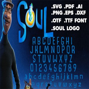 Soul Font SVG Disney Pixar Fonts File ttf otf Soul Logo Alphabet Letters Numbers Symbols True Type Font to Install Compatible PC and MAC