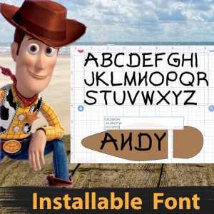 Toy Story Andy Font ttf otf Files Alphabet Letters Number True Type Font to Install Compatible PC and Mac Instant Download Woody Foot Print