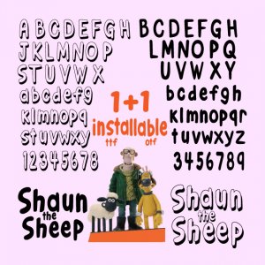 Shaun the Sheep Font TTF OTF files True Type Font to Install Compatible PC and Mac Instant Download System Fonts Baa Baa Black Sheep Font