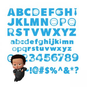Boss Baby Boy Font SVG Vector Clipart Print Cut Cricut Silhouette Brother Baby Boss Alphabet Letters Number Birthday Decor Party Decorations