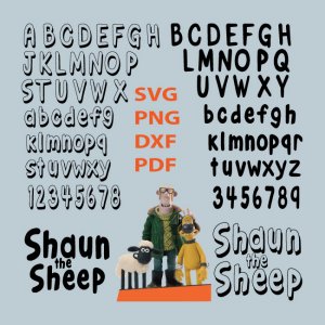 Shaun the Sheep SVG Alphabet Letters png pdf eps dxf Timmy Mum Lamb Rams Fonts Bitzer Shirley Farmer