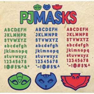 PJ Mask SVG PJ Masks Font Png Pdf Dxf File Print Cut for Cricut Silhouette Brother Pj Masks Png Alphabet Letters Number Birthday Decor Party