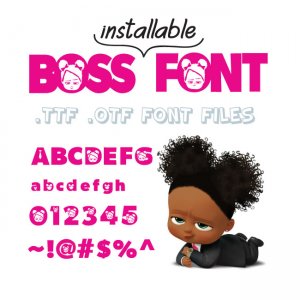 Boss Baby Girl Font TTF OTF Files True Type Font Alphabet Letters Numbers Symbols to Install Compatible Pc and Mac Instant Download BossBaby