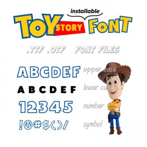 Toy Story Font TTF OTF Alphabet Letter Number Symbol True Type Font to Install Compatible PC or Mac system font Instant Download ToyStory