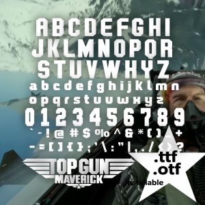 Top Gun Font TTF OTF Files Top Gun Maverick To Install Fonts Alphabet Letters in PC or Mac, Top Gun Free Logo Print Cut Cricut Silhouette