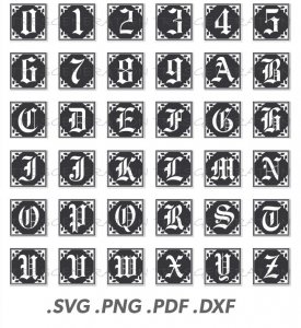 Western Decorative Font SVG Box Decor Alphabet Number Letters SVG PNG PDF DXF