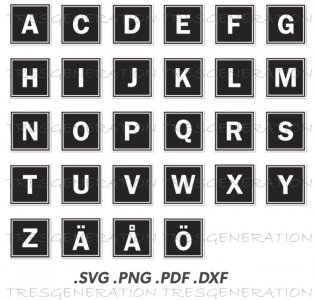 Block Alphabet Square Font SVG Letter Number PNG PDF DXF
