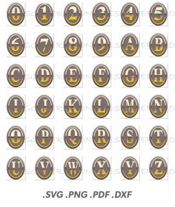 Badge Font SVG Alphabet Number SVG PDF PNG DXF