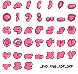 Bubble Gum Italic Font SVG Alphabet Number Symbol Svg Png Pdf Dxf