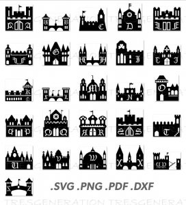 Medieval Castle Alphabet Letters Font Svg Pdf Png Dxf