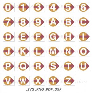 Arrow Eyeball Alphabet Letter Number Font SVG PNG PDF DXF