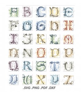 Flower Ivy Font SVG Alphabet Letter Svg Png Pdf Dxf