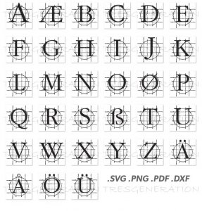 Grid Paper Alphabet Letter Font SVG PNG PDF DXF