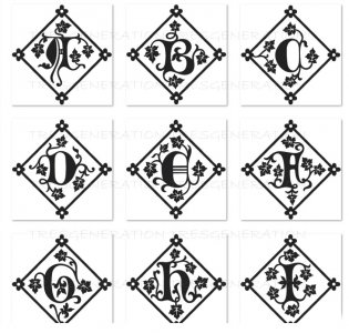 Diamond Deco Leaves Alphabet Letter Svg Png Pdf Dxf