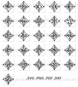 Diamond Deco Leaves Alphabet Letter Svg Png Pdf Dxf