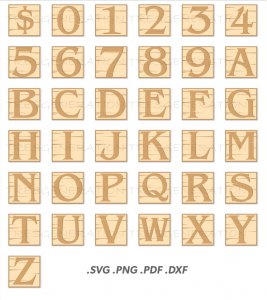 Wooden Alphabet Letter Font SVG Number Png Pdf Dxf