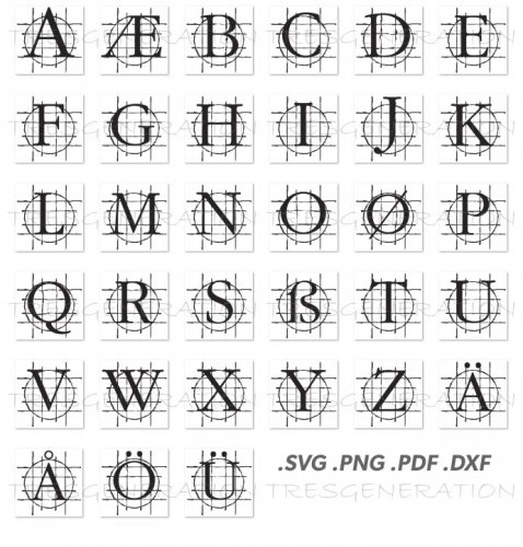 letters on grid paper font type